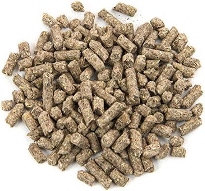 Authentic USA imported Small World rabbit feed bag standing upright on a clean background.