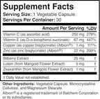 Visigard 30 vegetable capsules supplement bottle back view nutritional facts