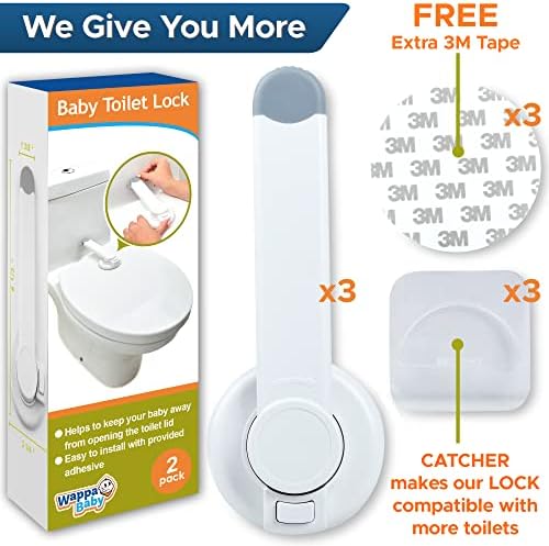 Adult hand operating Wappa Baby toilet lock with one hand