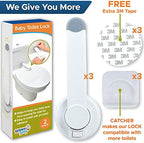 Adult hand operating Wappa Baby toilet lock with one hand