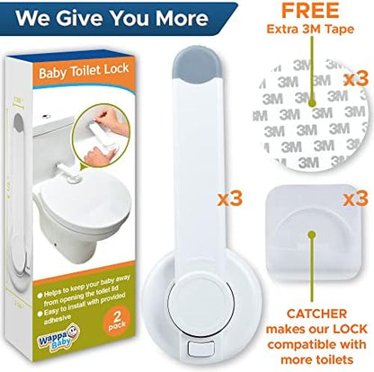 Adult hand operating Wappa Baby toilet lock with one hand