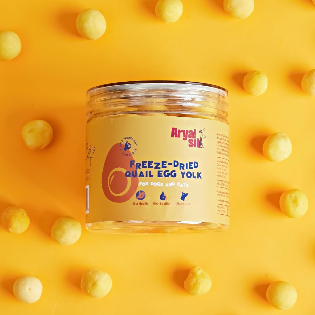 Arya Sit single ingredient freeze dried egg yolk treats for dogs and cats