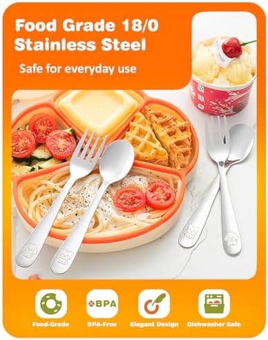 Blvtoios toddler silverware with animal handle engravings