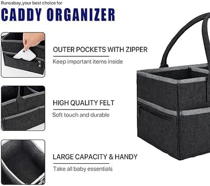 Runsabay foldable baby storage basket with grey felt fabric