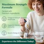 Side view of Paul Shiaqga mushroom drops showing supplement facts and dosage guidelines