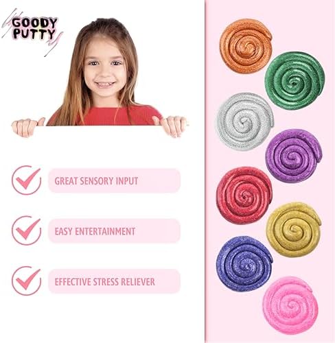 Goody Putty Dazzle mini tins showing secure travel friendly metal packaging.