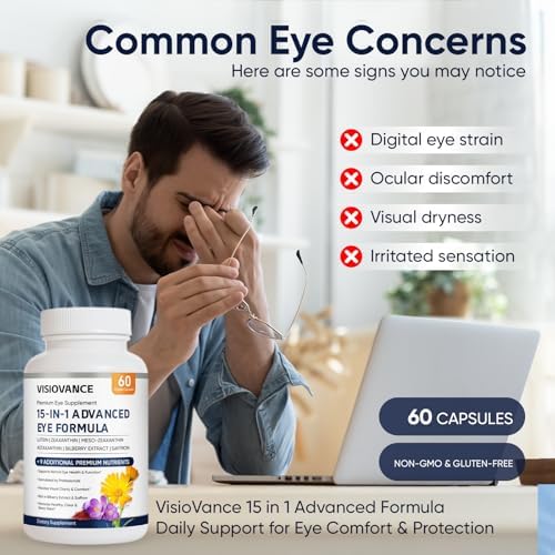 Side label showing ingredients of VisioVance eye supplement