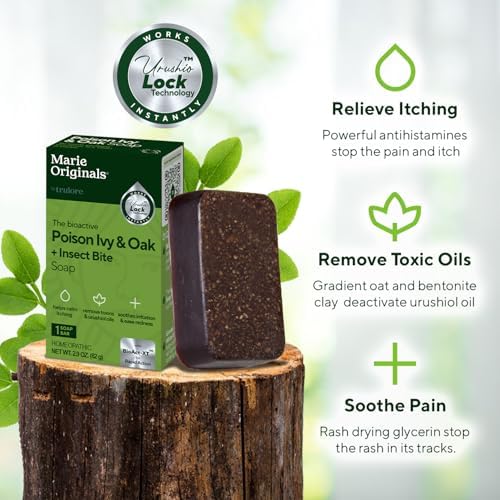 All natural poison ivy remedy soap bar by Marie Originals out of box for skin cleansing