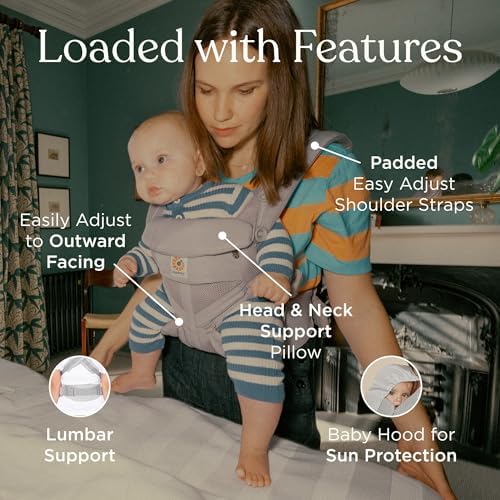 Ergobaby breathable mesh baby carrier showing lumbar support waist belt