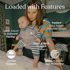 Ergobaby all-position infant carrier showing lumbar support waist belt adjustment