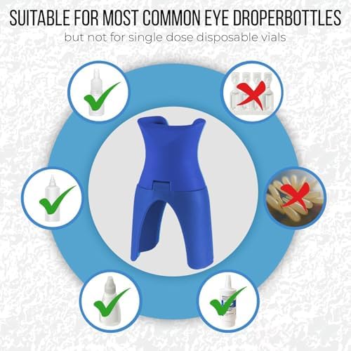 Unbranded compact eye drop helper for seniors demonstrating steady one handed use