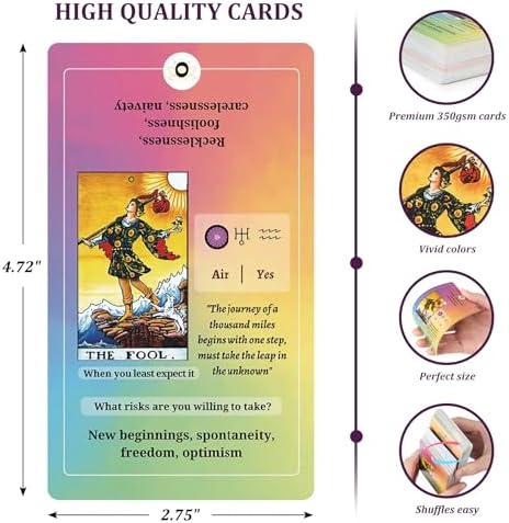 Close up of Fofeadm tarot card with printed astrology keywords