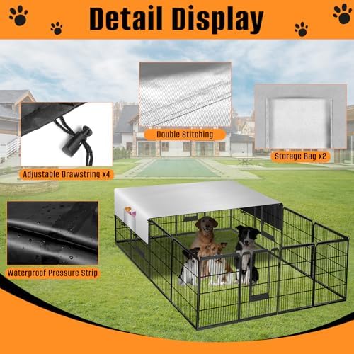 Foldable pet enclosure sun shade with integrated side toy pockets