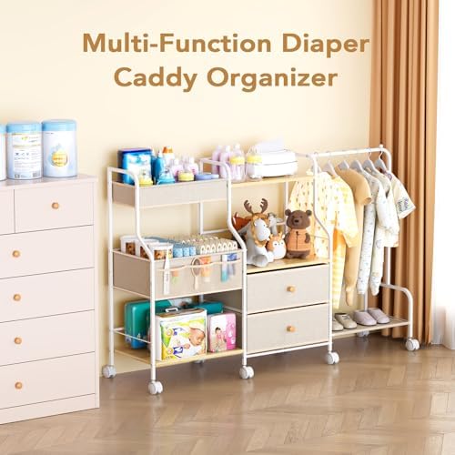 BBLIKE beige baby essentials storage cart in room setting