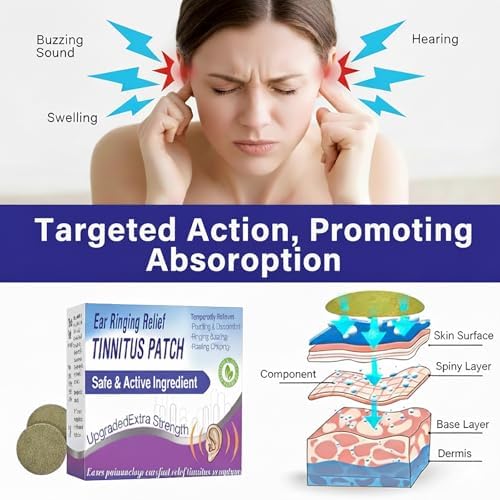 Man experiencing ear discomfort demonstrating patch placement location