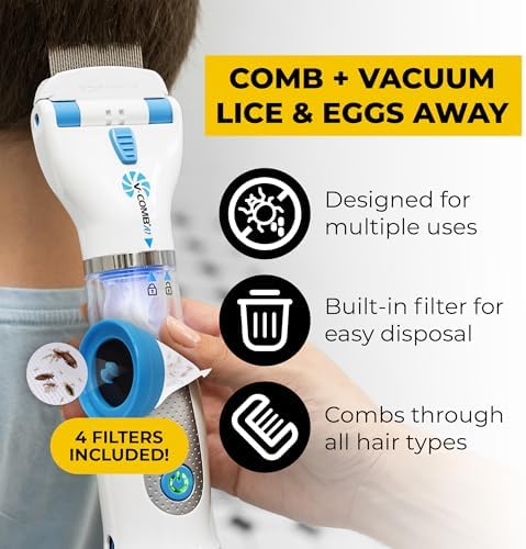 V-Comb A1 cordless vacuum nit comb with adjustable stainless steel teeth