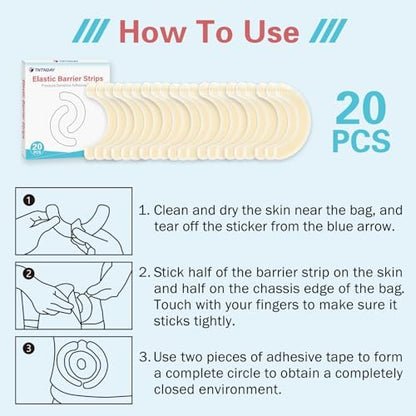 Authentic USA imported ostomy supplies skin barrier extension strips on white background