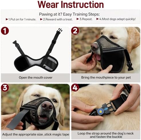 Pezluxe anti biting barking chewing pet muzzle showing double layer hook and loop side closures