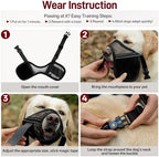 Pezluxe anti biting barking chewing pet muzzle showing double layer hook and loop side closures