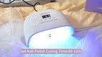 LadyMisty gel curing lamp close up of the digital timer screen active