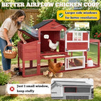 Portable Chicken Coop with Wheels Poultry Cage, Wooden Chicken Coop for 4-6 Chickens, Nesting Box, Pull-Out Tray, Ventilated Windows, Asphalt Weatherproof Roof, 81.5" Lx25.6 Wx44.1 H, Red - Image 5