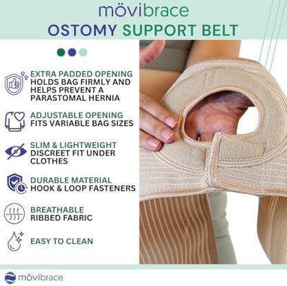 Unisex abdominal ostomy support binder showcasing the dual hook and loop closures for customizable compression.