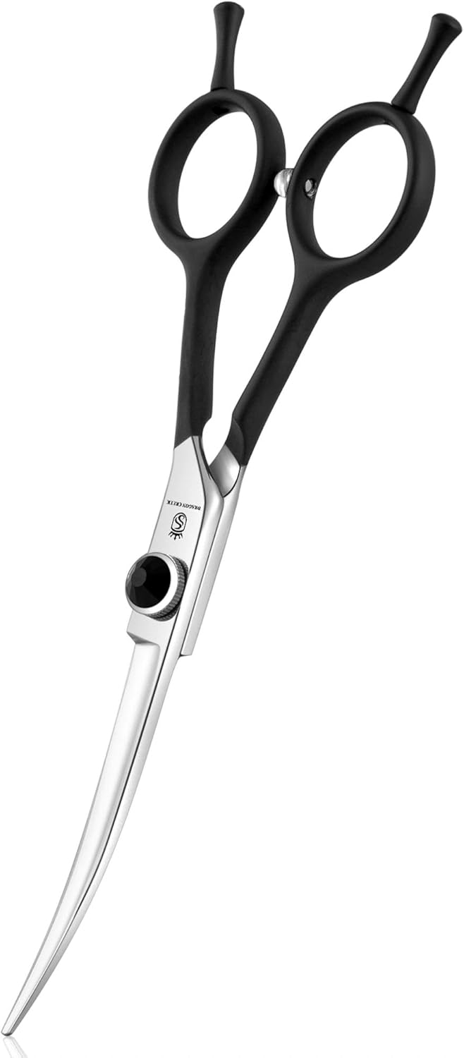 Dragon Creek 6.5" Downward Curved Dog Grooming Scissors Shears for Grooming Face and Paws Safety Round Tips Shears Trimming Cutting Scissors for Dog Cat Pet Black - Image 11