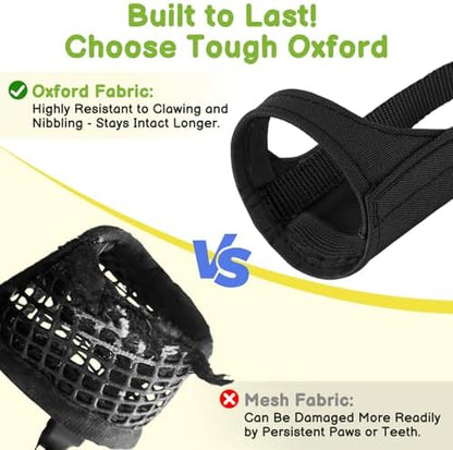 Close up of reinforced Oxford fabric muzzle material