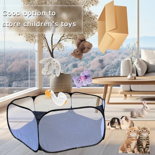 Small Animals Tent, Breathable Transparent Pet Playpen Pop Open Outdoor/Indoor Exercise Fence, Portable Yard Fence for Guinea Pig, Rabbit, Hamster, Chinchillas and Hedgehogs - Image 6