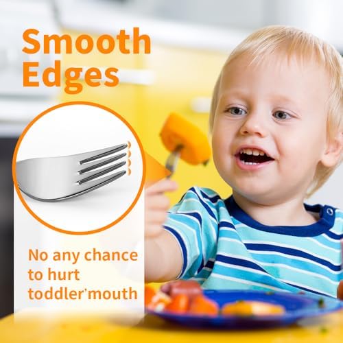 Pimoys 8-piece kids utensil set arranged on a plate