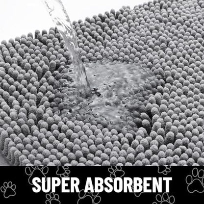 Water absorption demonstration on the Smiry chenille dirt trapper rug