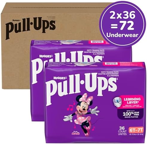 Pull-Ups size six T to seven T training underwear side view showing refastenable tabs