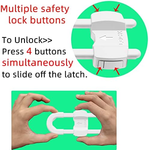 Terdewe U-shaped child safety locks installed on kitchen cabinet handles
