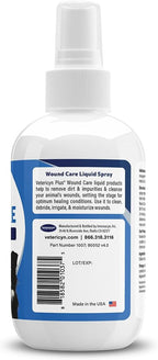 Back label of Vetericyn Plus antimicrobial wound cleanser showing ingredients and hypochlorous acid details