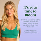 Lifestyle setup featuring Bloom Nutrition creatine tub for fitness routines