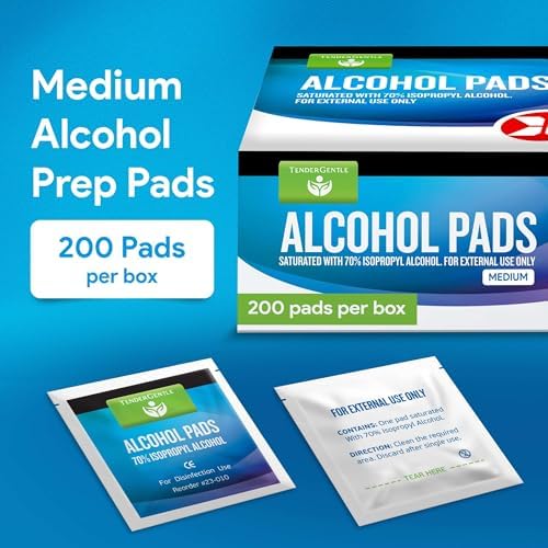 TenderGentle medium alcohol prep pads being removed from foil packaging.