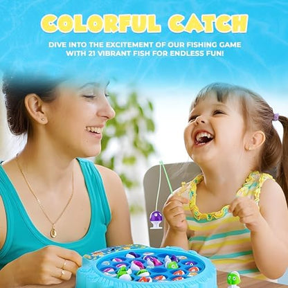 Multiplayer family board game for toddlers showing detailed rod hook mechanism