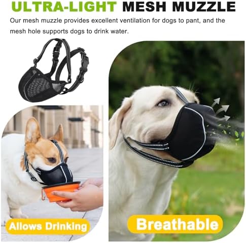 Dog wearing Zoomtail muzzle illustrating comfortable fit