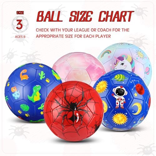 Side angle view of the machine stitched seven inch spider theme soccer ball for children