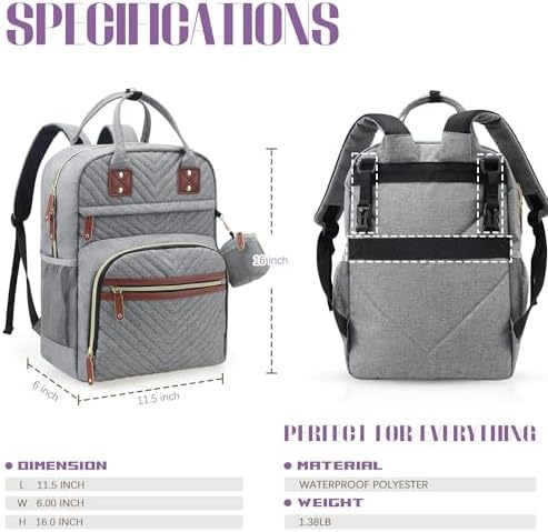 Tuwubi diaper bag backpack back view with padded shoulder straps