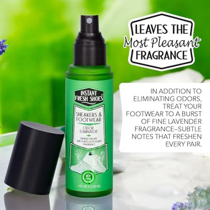 Fast acting footwear freshener for boots and athletic gear