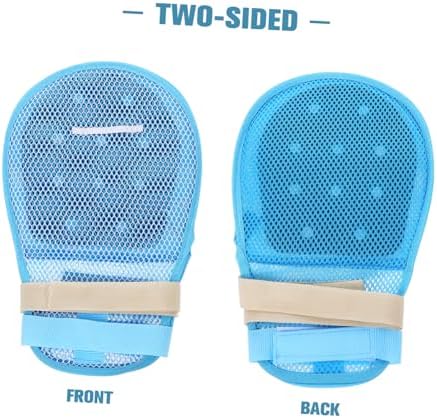 minkissy medical hand restraint gloves in blue for hospital and home use.