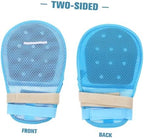 minkissy medical hand restraint gloves in blue for hospital and home use.