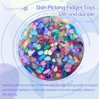Person meticulously peeling and digging at the silicone picking sensory fidget pad to demonstrate behavior redirection