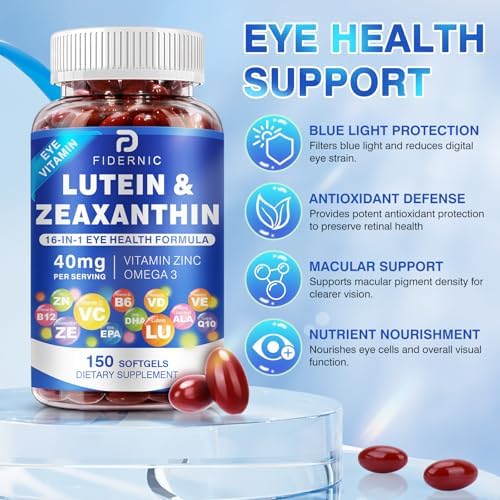 Fidernic Lutein and Zeaxanthin softgels close up texture display