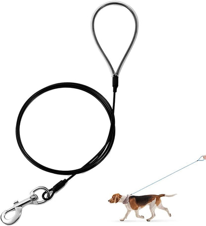Chew Proof Dog Leash,6FT Metal Cable Lead,Heavy Duty Leash Made of Coated Wire Rope,Chew Resistant,Great for Large Dogs and Teething Puppies (Black+Blue, 6ft) - Image 9
