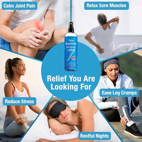 Authentic Seven Minerals pure magnesium oil bottle showcasing the large twelve ounce size package