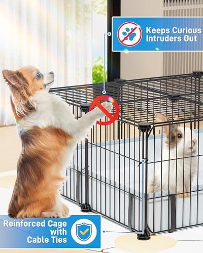 BUCATSTATE Guinea Pig Cages for 2, 20 Panels Guinea Pigs Playpen with Waterproof Mat, Metal Rabbit Cage Indoor for Hedgehogs, Quail, Chickens (56" L x 24" W x 12" H) - Image 3