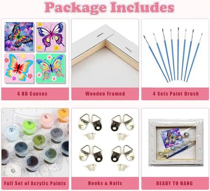 Safe washable acrylic paint set with paintbrushes for kids art projects