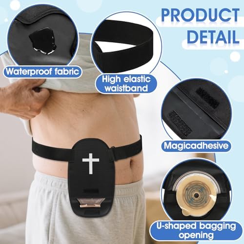 Two piece set of black Eyourlife ostomy support garments with belts